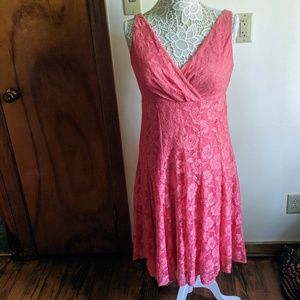 Glamour Coral Lace  Cocktail Dress